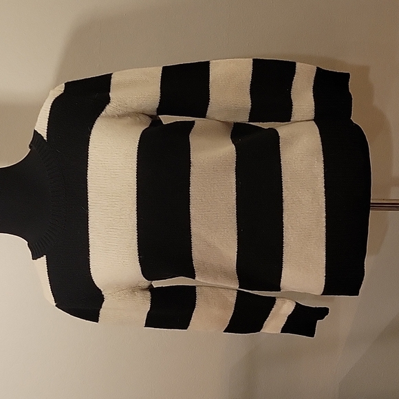 J.Crew Lambs Wool Black and White Striped Sweater - Picture 2 of 4